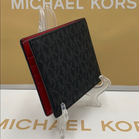 MICHAEL KORS COOPER BIFOLD BLACK/SCARLET - Picture 10 of 16